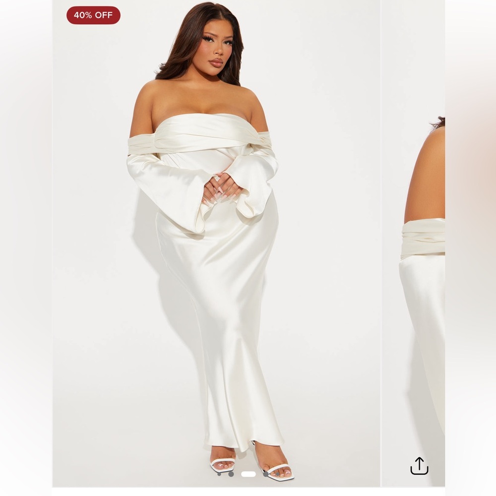 Amandine Satin Maxi Dress - Cream
